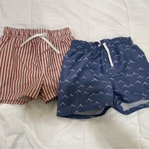 H&M Kids Swim Trunks Set - Red Stripes and Blue Waves